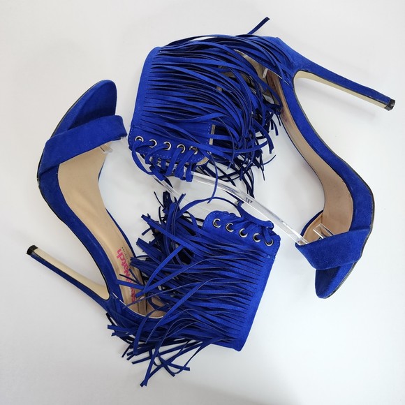 JustFab Sosha Cobalt Blue Sandals Heels Size 6 1/2 - Picture 2 of 11